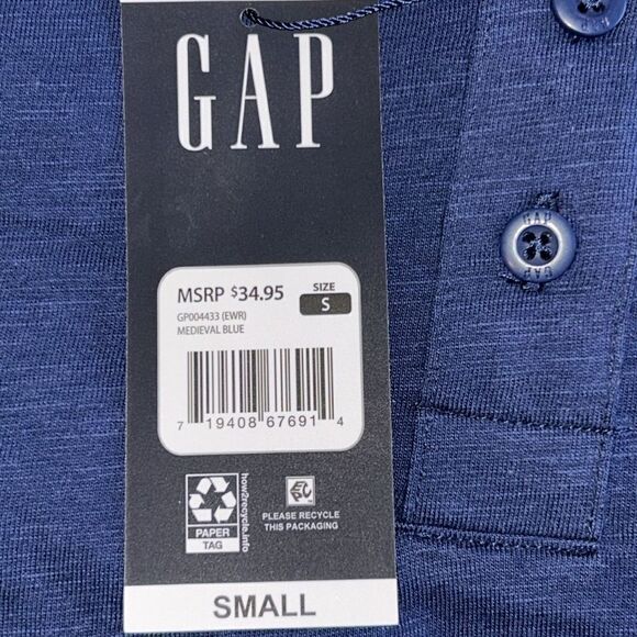 NEW Gap Mens Slub Henley Blue Shirt - Picture 9 of 9